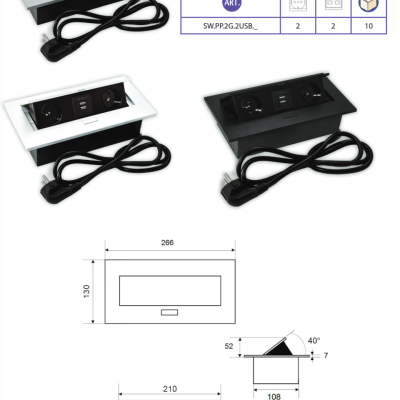 Power port 2 gniazda + 2 USB KASETA
